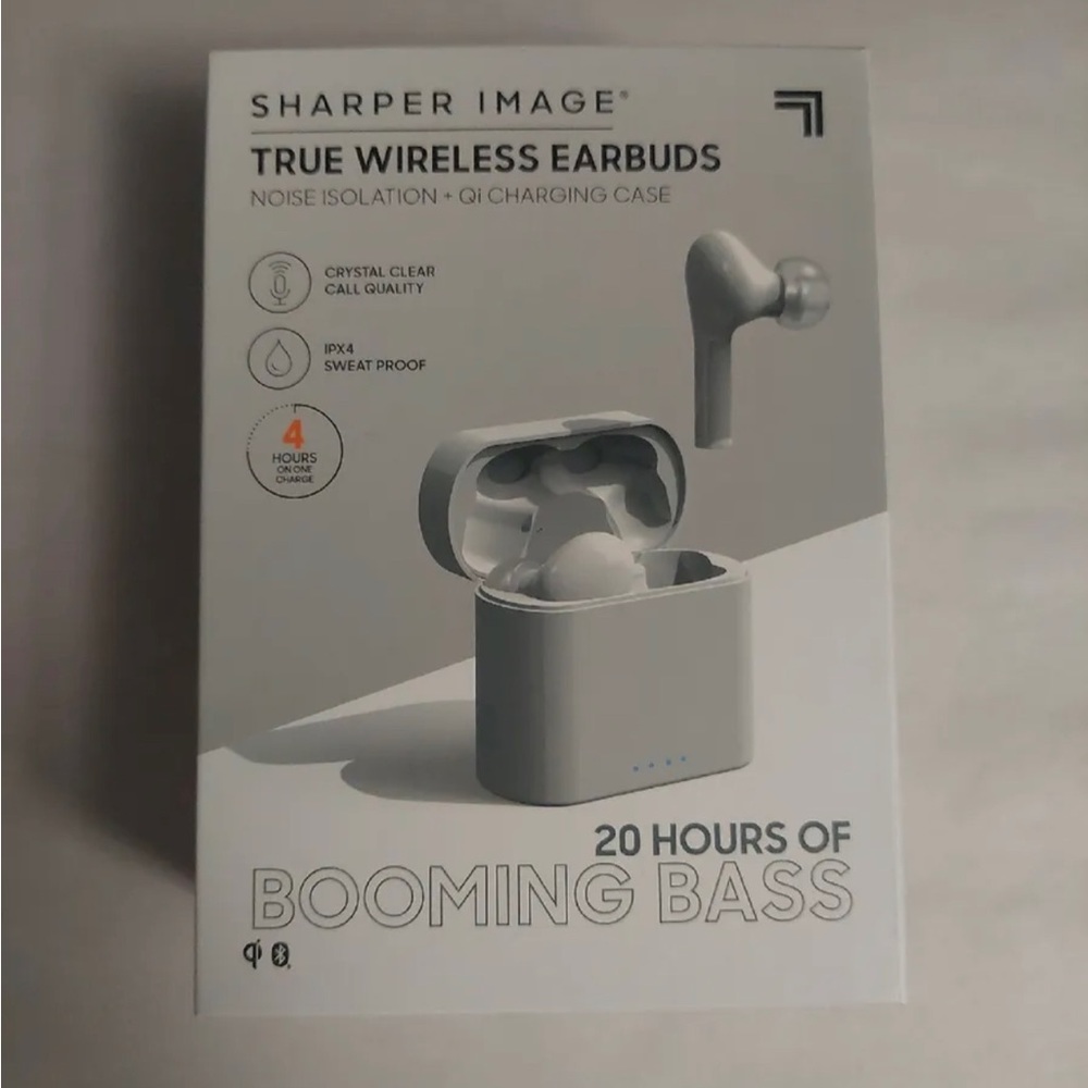 Sharper Image True Wireless Earbuds, White ~ NEW
